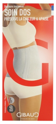 Gibaud Soin Dos Ceinture Chaleur Gris Ruban Rouge Hauteur 25 cm
