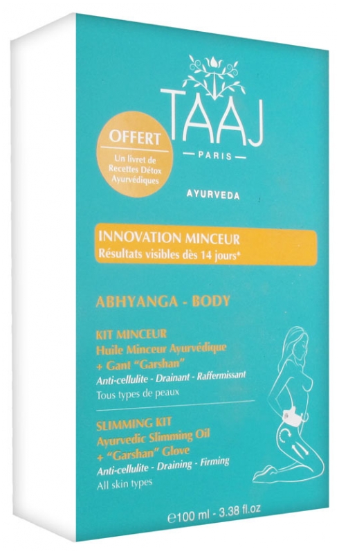 [NgRT011uyRT0014615] Abhyanga Kit Minceur Huile Minceur Ayurvédique 100 ml + Gant Garshan Taaj 