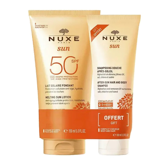 [NgRT011uyRT0015999] Lait Solaire Fondant SPF50 150ml + Shampooing Douche 100ml Offert Nuxe