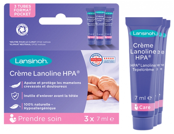 Lansinoh Crème Lanoline HPA Pour Mamelons 3 x 7 ml