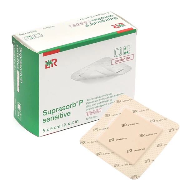 [844FgT00004vz60] Lohmann Suprasorb P Sensitive Border lite pansement adhésif siliconé