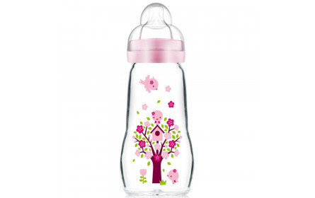 [NgRT011uyRT0017861]  Feel Good Biberon 1er Age en Verre Rose 260ml 2+mois Mam
