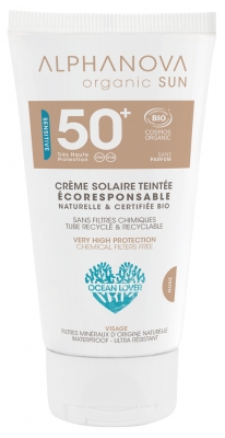 Alphanova Sun Sensitive Crème Solaire Teintée Nude Sans Parfum SPF50+ Bio 50 g