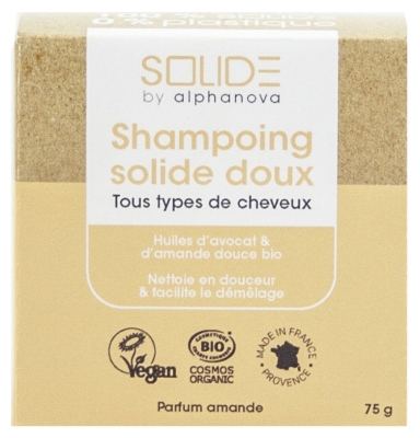 Alphanova Solide Shampoing Solide Doux Parfum Amande Bio 75 g