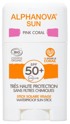 Alphanova Sun Stick Solaire Pink Coral Visage SPF50+ Bio 12 g