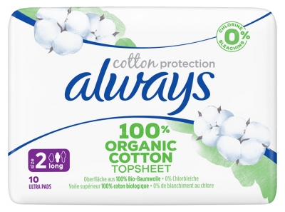 Always Cotton Protection 10 Serviettes Hygiéniques Taille 2 Long