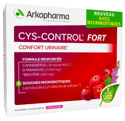 Arkopharma Cys-Control Fort 10 Sachets + 5 Sticks à Diluer