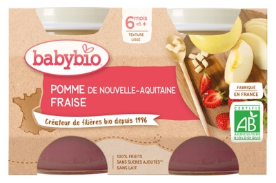 Babybio Pomme Fraise 6 Mois et + Bio 2 Pots de 130 g