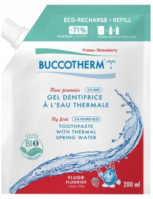 Buccotherm Mon Premier Gel Dentifrice à l'Eau Thermale Fraise Bio Éco-Recharge 200 ml