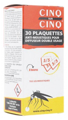 Cinq sur Cinq 30 Plaquettes Anti-Moustiques