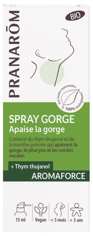 [NgRT011uyRT0023150] Aromaforce Spray Gorge Apaisant Bio 15ml Pranarôm 
