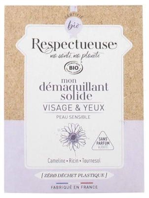 [NgRT011uyRT0024422] Mon Démaquillant Solide Visage et Yeux Bio 25g Respectueuse 