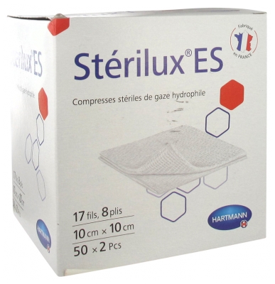 Hartmann Stérilux ES Compresses de Gaze Stériles 10 x 10 cm 50 x 2 Pièces
