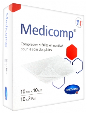 Hartmann Medicomp S 40 Compresses en Non-Tissé Stériles 10 x 10 cm 10 x 2 Pcs