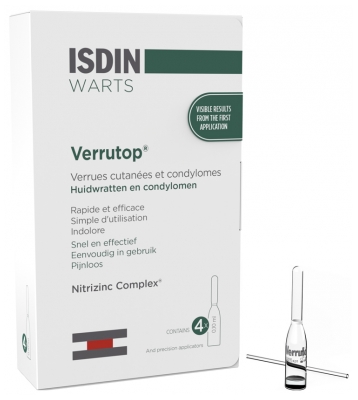 Isdin Warts Verrutop Verrues Cutanées et Condylomes 4 Ampoules