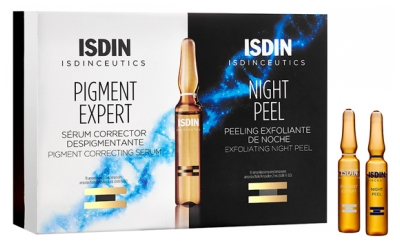 Isdin Isdinceutics Pigment Expert Sérum Correcteur Dépigmentant 10 Ampoules + Peeling Exfoliant de Nuit 10 Ampoules