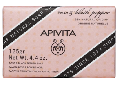 Savon Naturel à la Rose et au Poivre Noir Apivita
