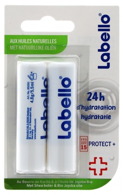 Labello Protect+ Sticks Lèvres SPF15 Lot de 2 x 4,8 g