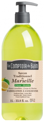 Le Comptoir du Bain Savon Traditionnel de Marseille Citron-Menthe 1 L