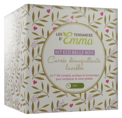 Les Tendances d'Emma Collection Eco Belle Kit Bois Carrés Démaquillants Lavables Écru