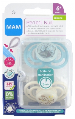 MAM 2 Sucettes Perfect Nuit Silicone 6 Mois et +