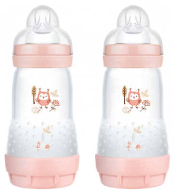 MAM Easy Start 2 Biberons Anti-Colique Couleurs de la Nature 260 ml 2 Mois et + Débit 2