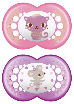 MAM 2 Sucettes Anatomiques Silicone Décor Animaux 18 Mois et +