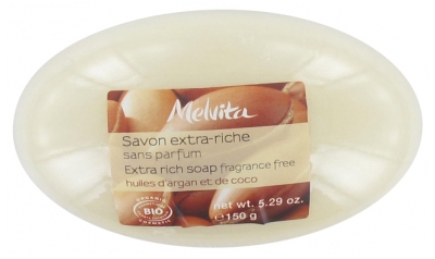 Melvita Savon Extra-Riche Huile d'Argan et de Coco Sans Parfum Bio 150 g