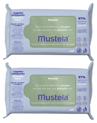 Mustela Lingettes Nettoyantes à l'Avocat Lot de 2 x 60 Lingettes