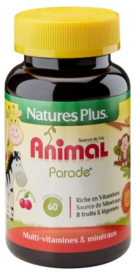Natures Plus Animal Parade Source De Vie Enfant Arôme Cerise 60 Comprimés