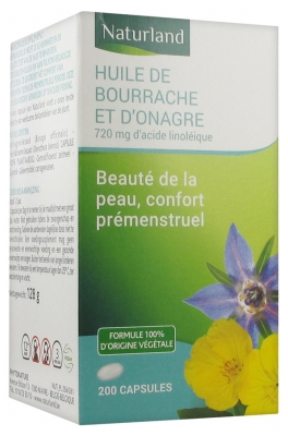 Naturland Huile de Bourrache et d'Onagre 200 Capsules