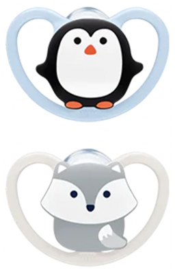 NUK Space 2 Sucettes Silicone 0-6 Mois
