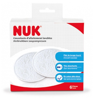 NUK Coussinets d'Allaitement Lavables 6 Coussinets
