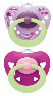 NUK Signature Night 2 Sucettes Silicone 6-18 Mois