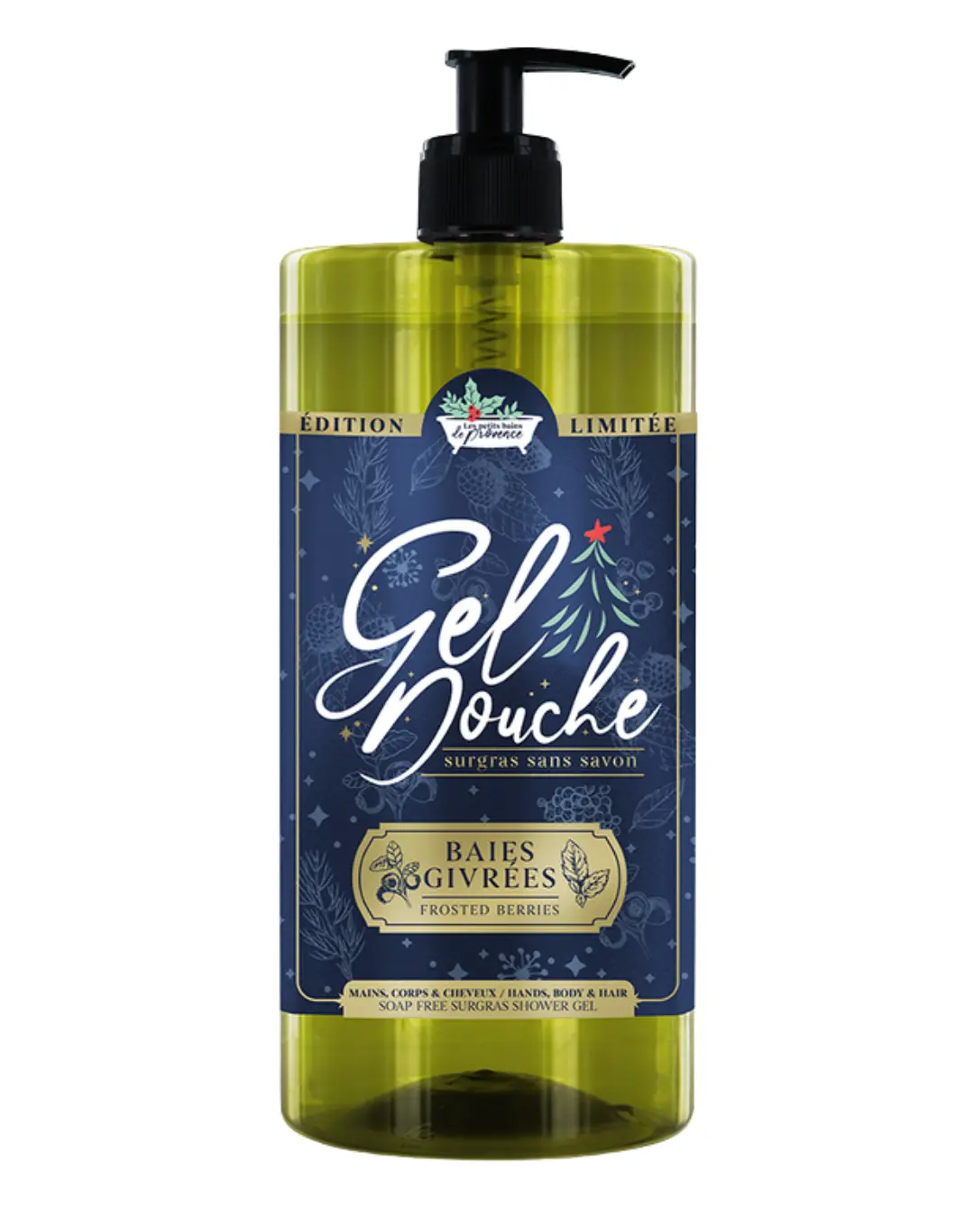 [NgRT011uyRT0030590] Gel Douche Edition Noël 1L Les Petits Bains de Provence (Orange Cannelle)