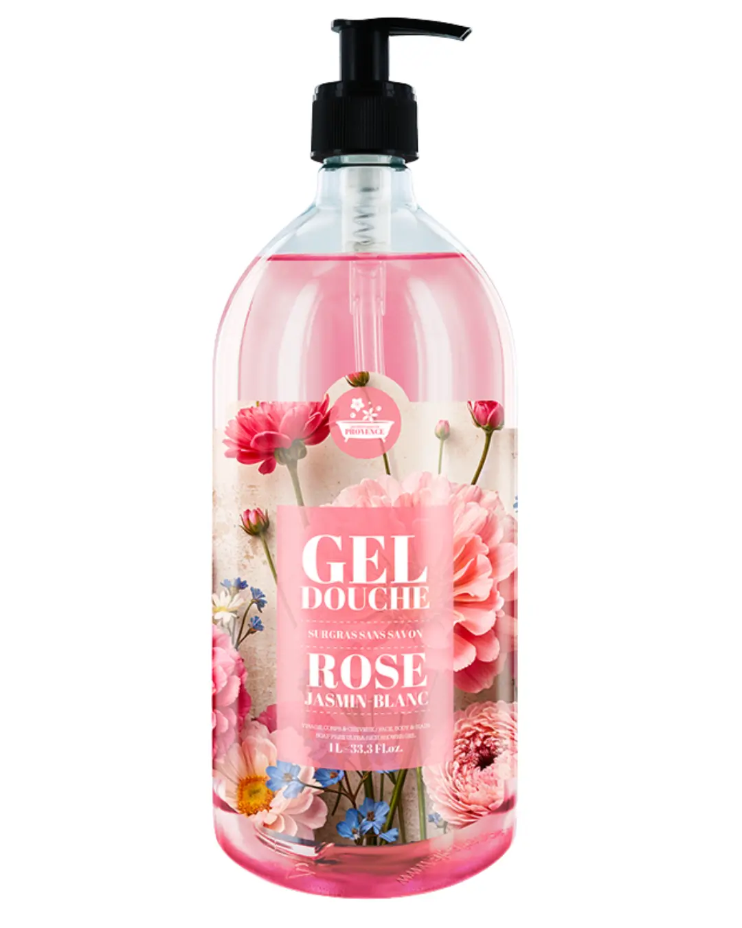 [NgRT011uyRT0030599] Gel Douche Série Limitée Fleurs des Champs 1L Les Petits Bains de Provence (Mimosa Frangipanier)