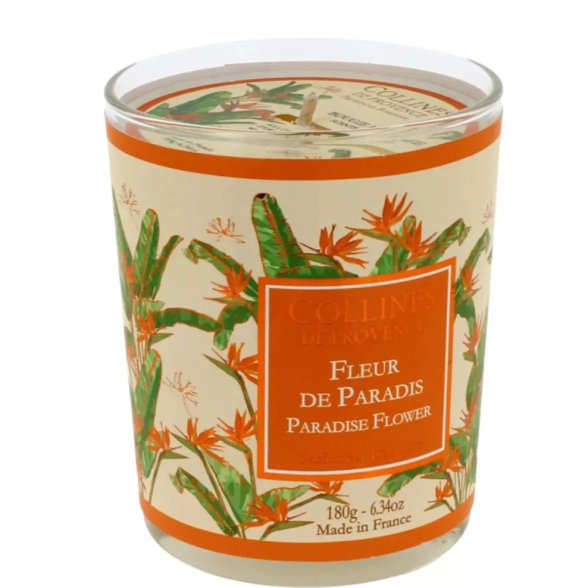 [NgRT011uyRT0030834] Bougie Fleur de Paradis 180g Collines de Provence