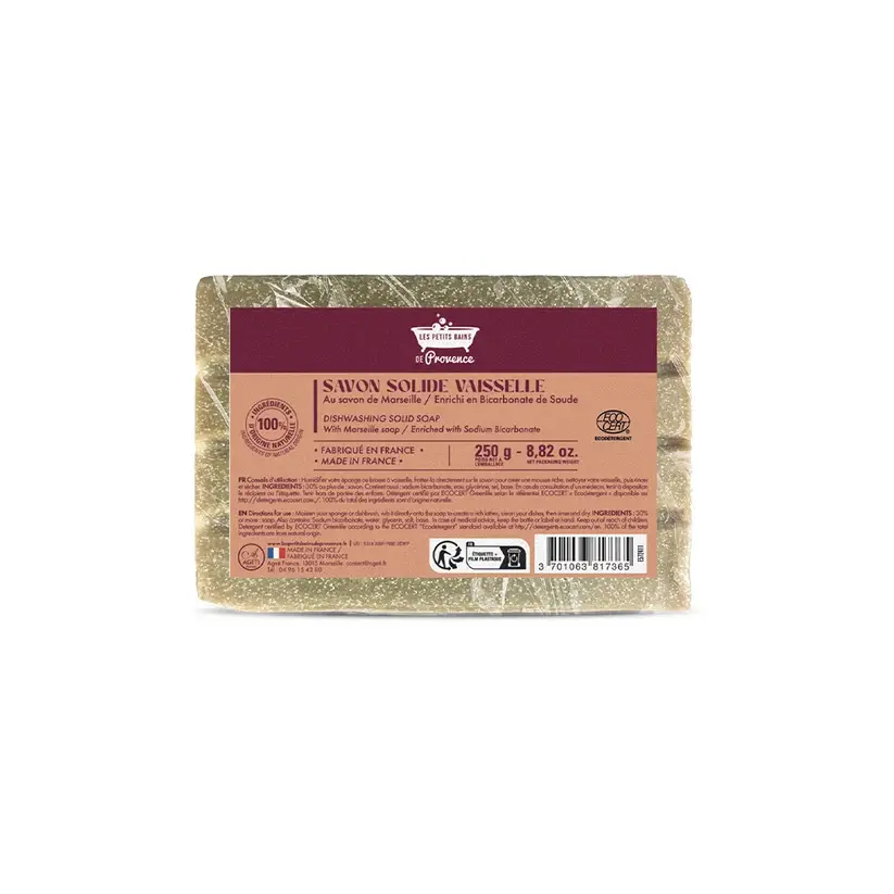 [NgRT011uyRT0030889] Savon Solide Vaisselle 225g Les Petits Bains de Provence