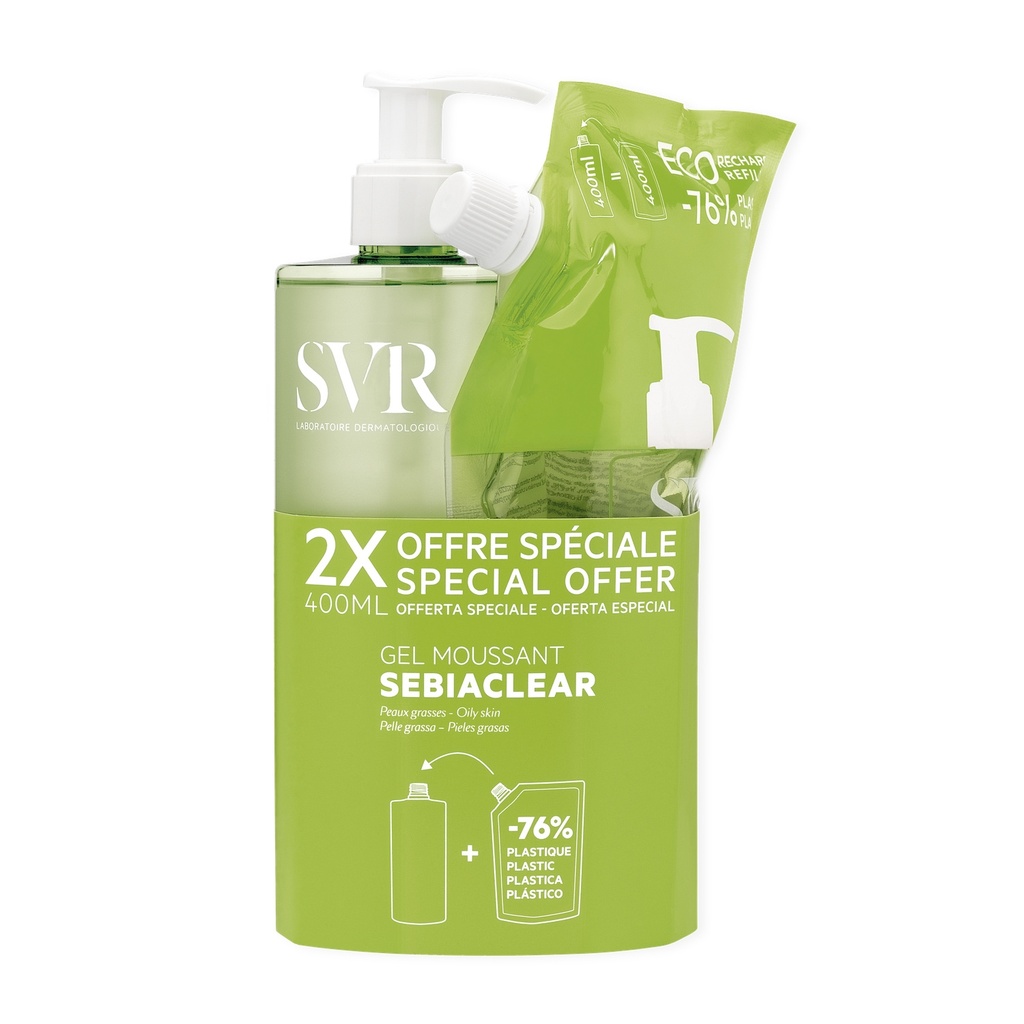 [NgRT011uyRT0030995] Sebiaclear Gel Moussant 400ml + Recharge 400ml SVR