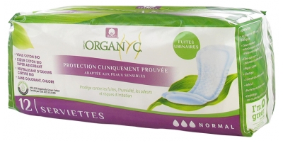 Organyc Fuites Urinaires Normal 12 Serviettes Bio