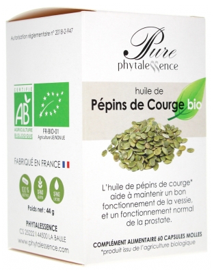 Phytalessence Huile de Pépins de Courge Bio 60 Capsules