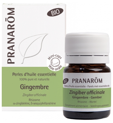 Pranarôm Perles d'Huile Essentielle Gingembre (Zingiber officinale) Bio 60 Perles