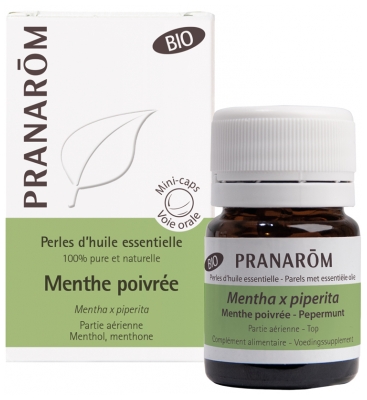 Pranarôm Perles d'Huile Essentielle Menthe Poivrée (Mentha x piperita) Bio 60 Perles