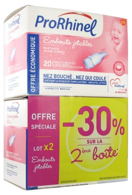 ProRhinel Lot de 2 x 20 Embouts Jetables Souples pour Mouche Bébé