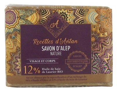 Recettes d'Antan Authentique Savon d'Alep 12% Pain de 200 g