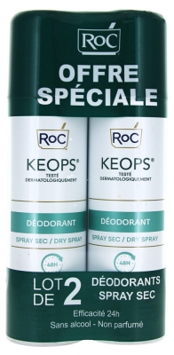 RoC Keops Déodorant Spray Sec Lot de 2 x 150 ml