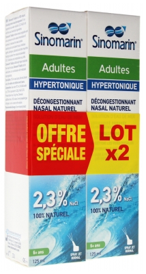 Sinomarin Solution d'Eau de Mer Nez Bouché Adultes Lot de 2 x 125 ml