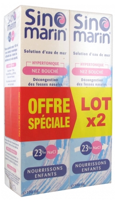 Sinomarin Solution d'Eau de Mer Nez Bouché Nourrissons Enfants Lot de 2 x 100 ml
