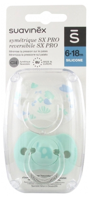 Suavinex 2 Sucettes avec Tétine Symétrique SX Pro 6 à 18 Mois