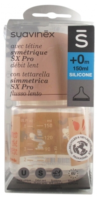 Suavinex Biberon avec Tétine Symétrique SX Pro Débit Lent 150 ml 0 Mois et +